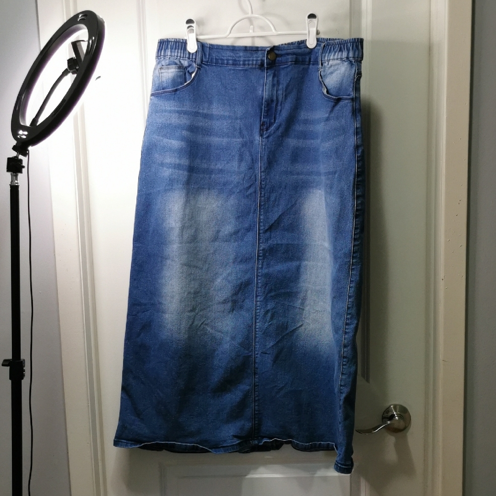 Casual Blue Denim Long Skirt‎